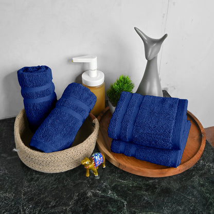 Blue Cotton Set of 4 Hand Towels (40x60 cm)