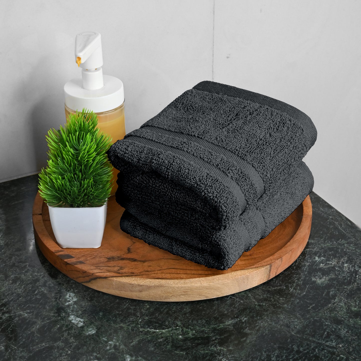 Grey Cotton Set of 2 Hand Towels (40x60 cm)