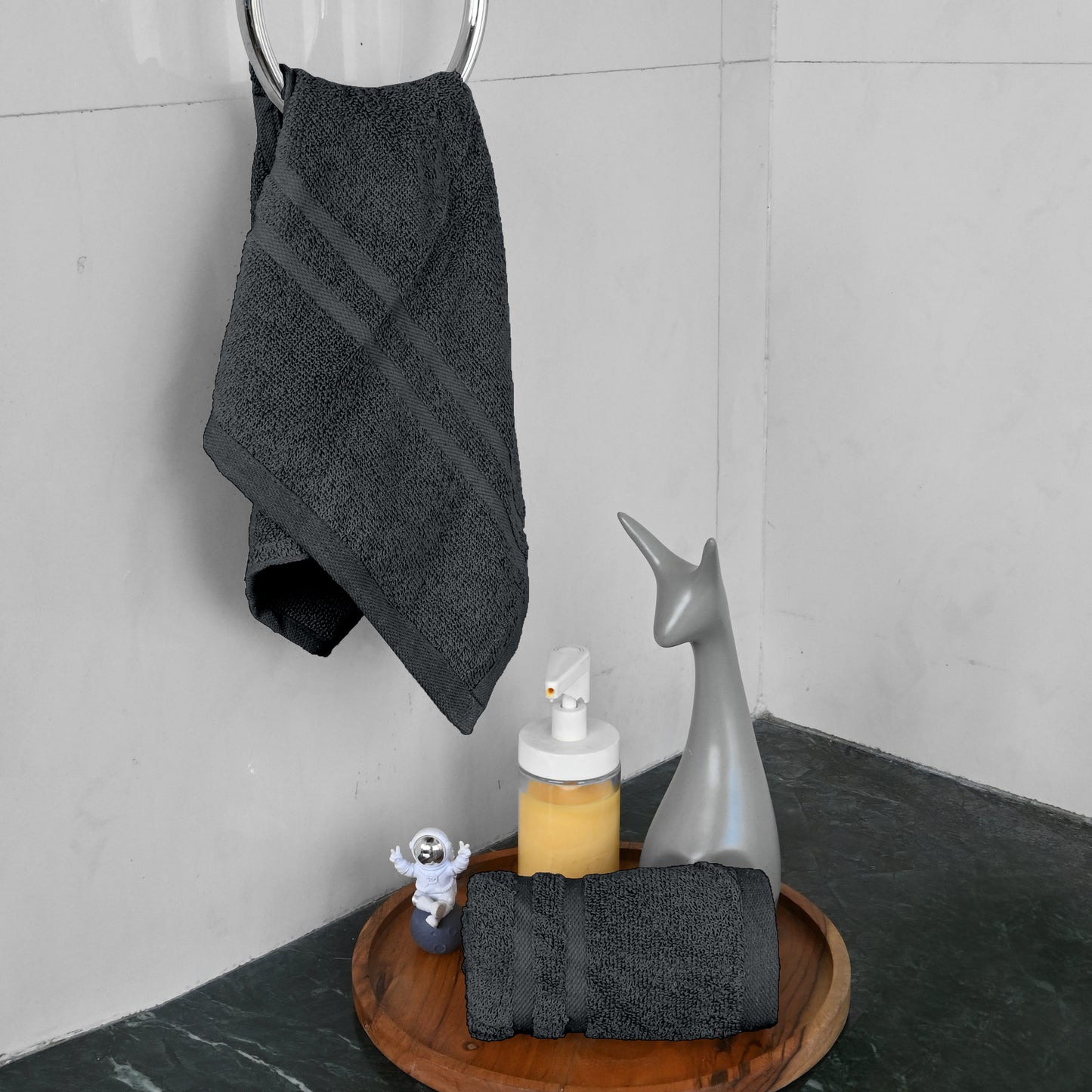 Grey Cotton Set of 2 Hand Towels (40x60 cm)