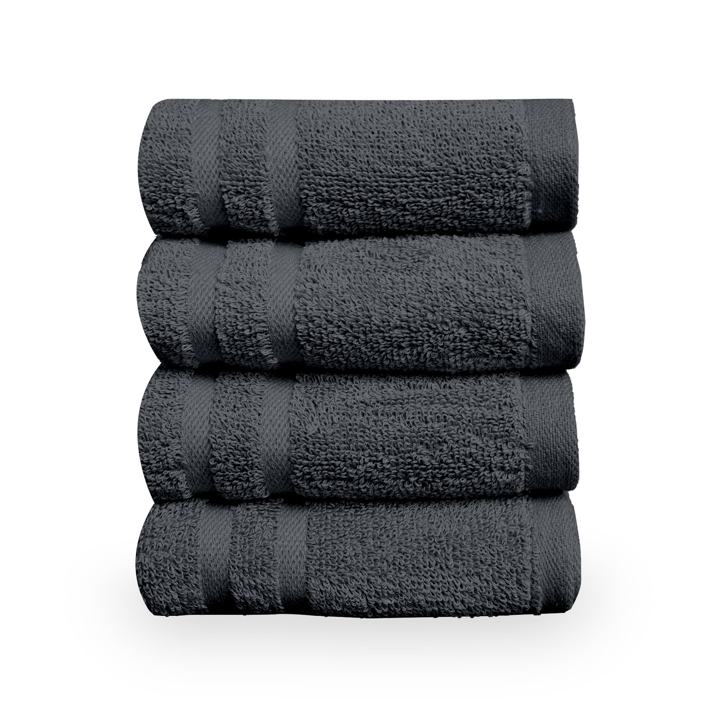 Grey Cotton Hand Towels Set of 4 (40x60 cm)