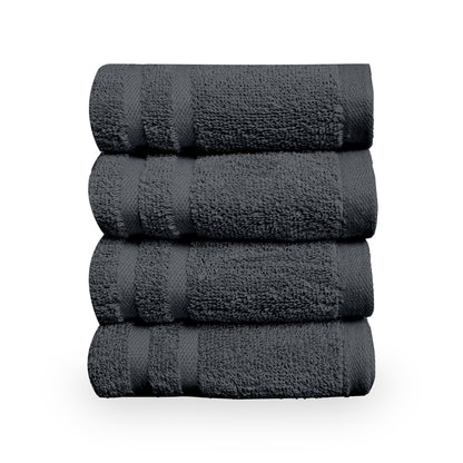 Grey Cotton Hand Towels Set of 4 (40x60 cm)
