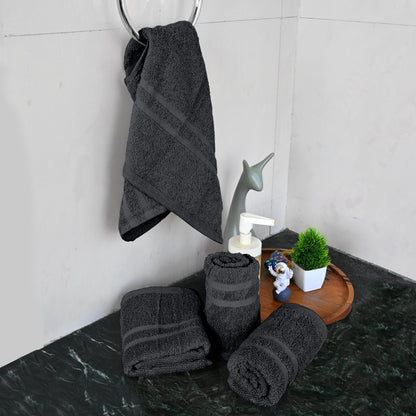 Grey Cotton Hand Towels Set of 4 (40x60 cm)
