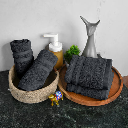 Grey Cotton Hand Towels Set of 4 (40x60 cm)