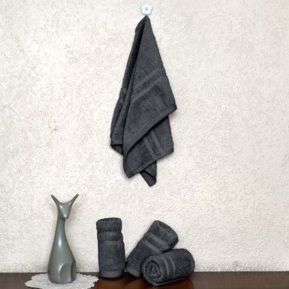 Grey Cotton Hand Towels Set of 4 (40x60 cm)