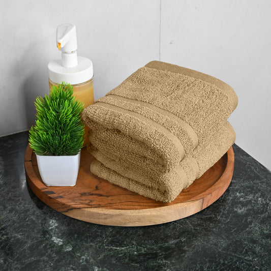 Beige Cotton Set of 2 Hand Towels (40x60 cm)