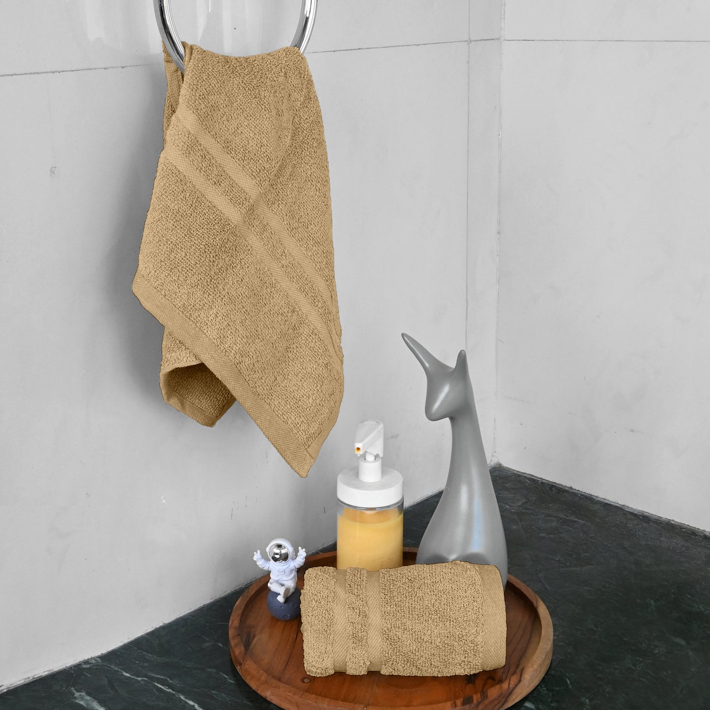 Beige Cotton Set of 2 Hand Towels (40x60 cm)