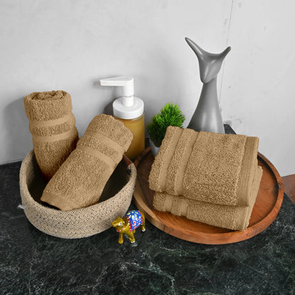 Beige Cotton Hand Towels Set of 4 (40x60 cm)
