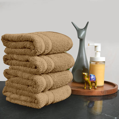 Beige Cotton Hand Towels Set of 4 (40x60 cm)