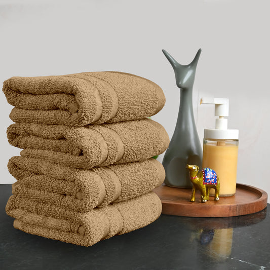 Beige Cotton Hand Towels Set of 4 (40x60 cm)