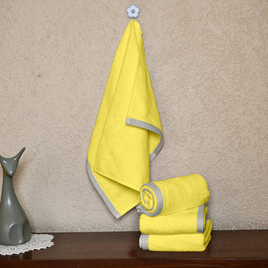 Yellow Cotton Hand Towels Set of 4 (40x60 cm)
