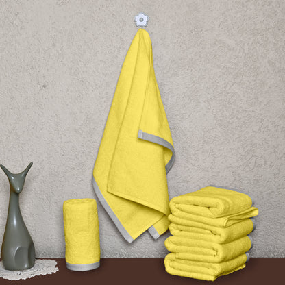 Yellow Cotton Hand Towels Set of 6 (40x60 cm)
