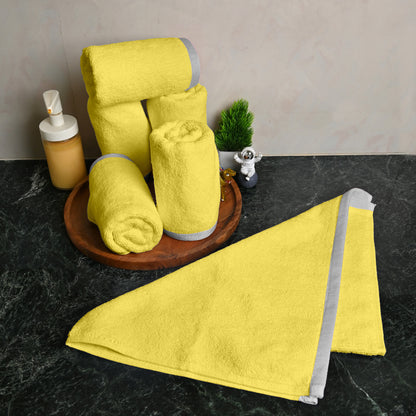Yellow Cotton Hand Towels Set of 6 (40x60 cm)
