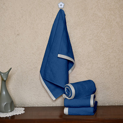 Blue Cotton Hand Towels Set of 4 (40x60 cm)