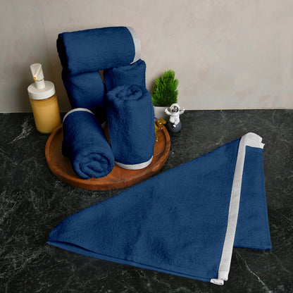 Blue Cotton Hand Towels Set of 6 (40x60 cm)