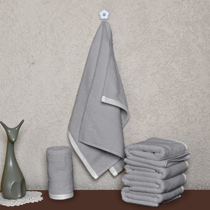 Grey Cotton Hand Towels Set of 6 (40x60 cm)