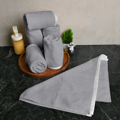 Grey Cotton Hand Towels Set of 6 (40x60 cm)