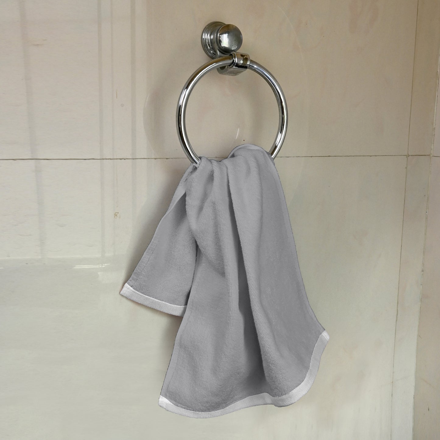 Grey Cotton Hand Towels Set of 6 (40x60 cm)