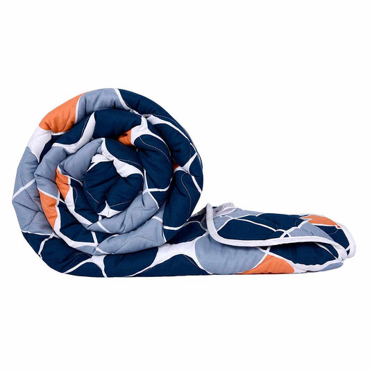 Blue Abstract AC Quilt Comforter for Single Bed