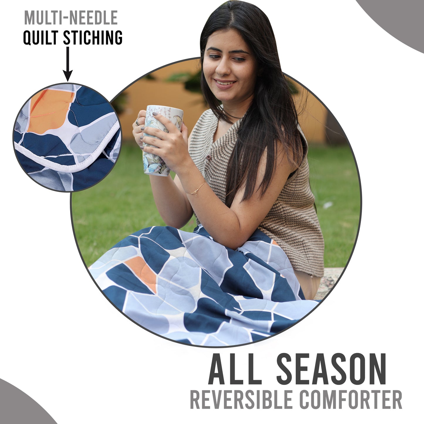 Blue Abstract Double Bed AC Quilt Comforter