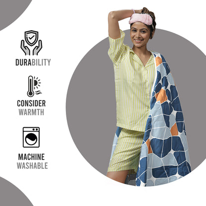 Blue Abstract Double Bed AC Quilt Comforter