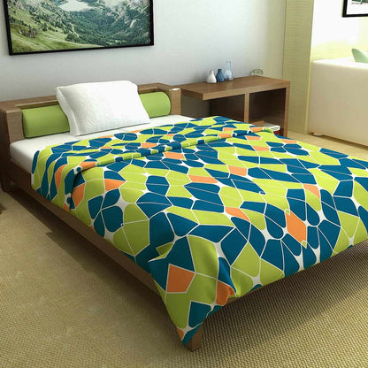 Green Abstract AC Quilt Comforter for Single Bed