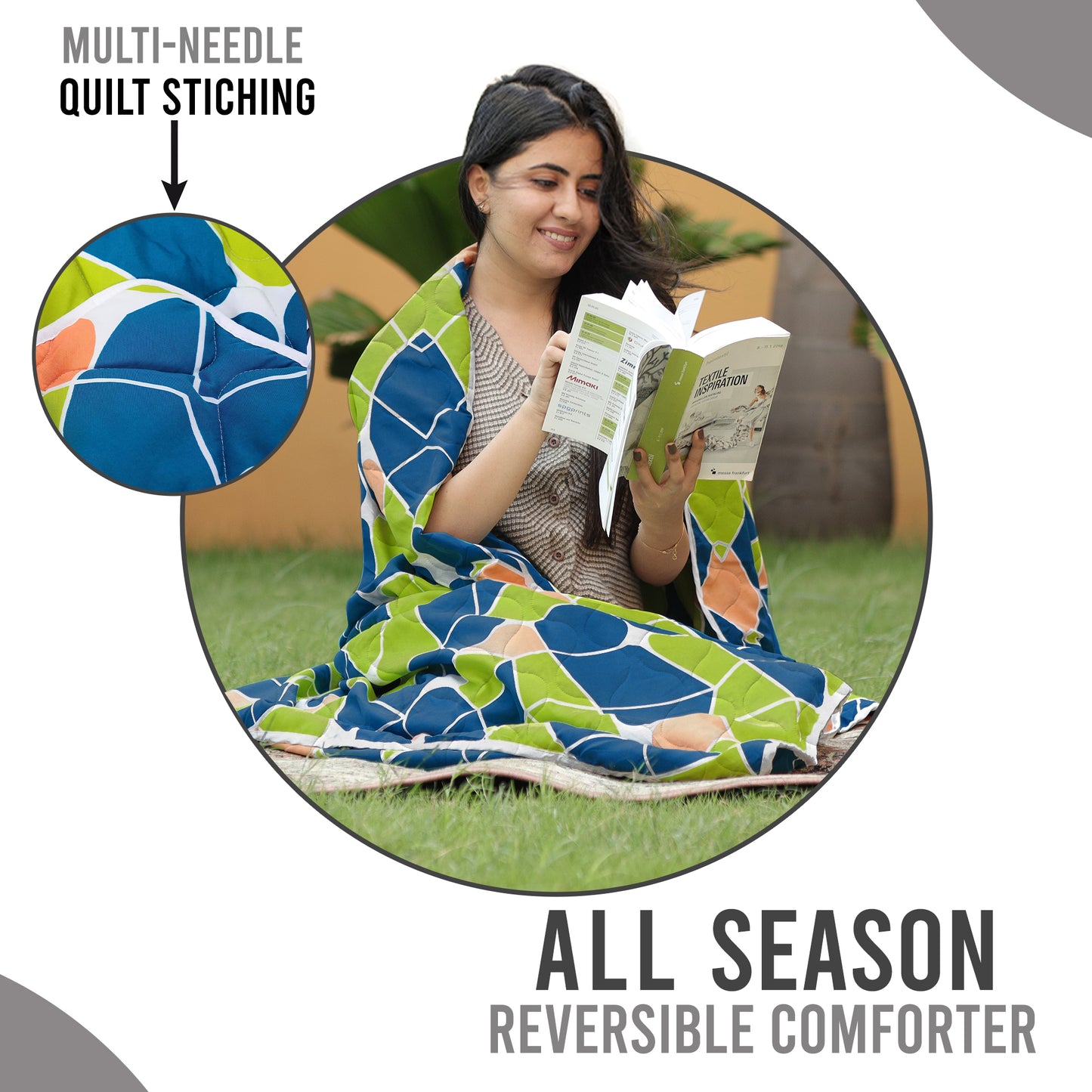 Green Abstract Double Bed AC Quilt Comforter