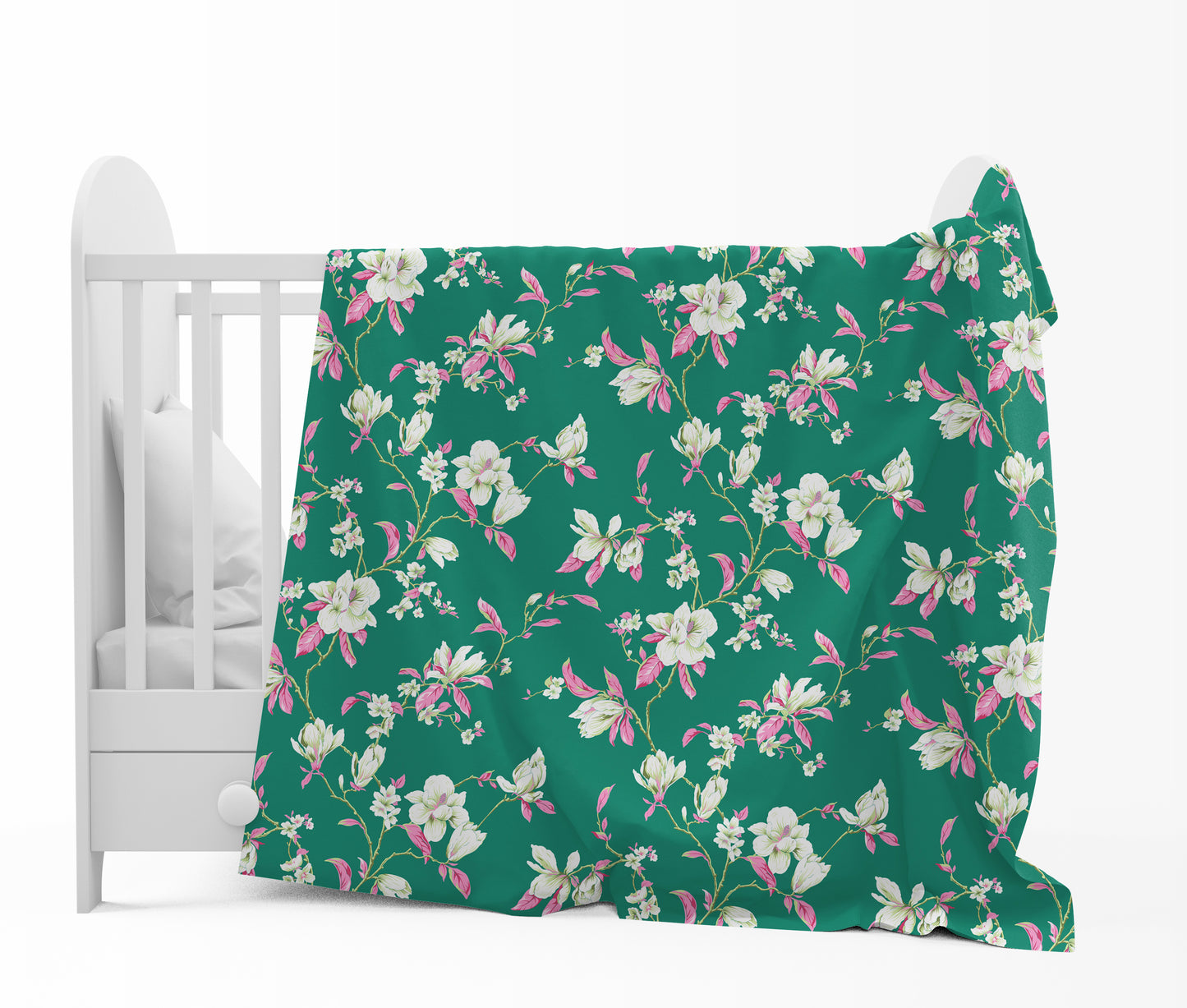 Green & Navy Blue Floral Kids Single Bed Dohar – 120 GSM Microfiber