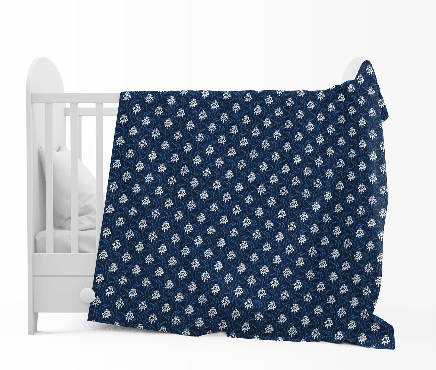 Navy Blue Block Print for 0-3 Years Baby Single Bed AC Blanket for Kids