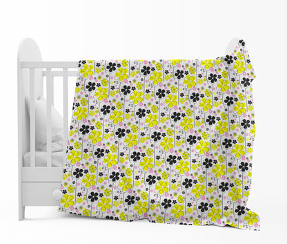 Floral Black Comfy To touch and Soft Feel for 0-3 Years Baby Single Bed AC Blanket for Kids