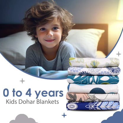 Grey and Blue Cotton 120 GSM Single Bed Kids Dohar for 0-3 Years Soft Cozy For Toddlers, Girls, Boys, and Babies