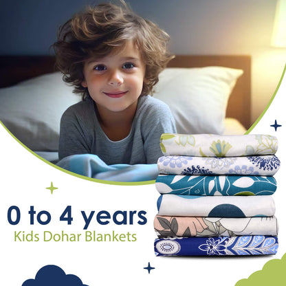 Blue And White 144 TC 100% Cotton Polka Dotted Pattern Baby Single Bed AC Blanket Dohar for Kids