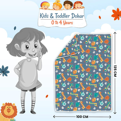 Iris Deep Abstract Kids Single Bed Dohar – 120 GSM Cotton