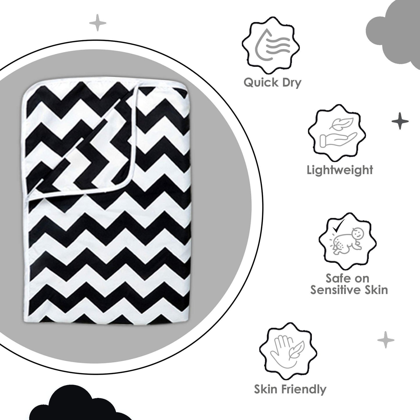 Black Modern Zig Zag for 0-3 Years Baby Single Bed AC Blanket for Kids