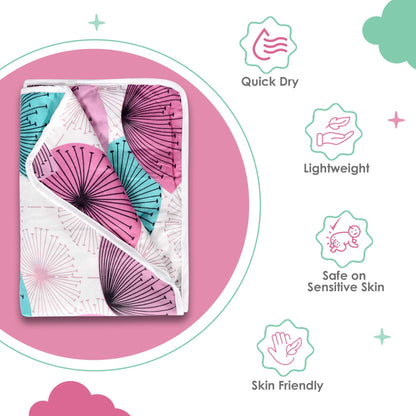 Dandelions Floral Print Pink Cotton 120 GSM Ultra soft Reversible Single Blanket for Babies