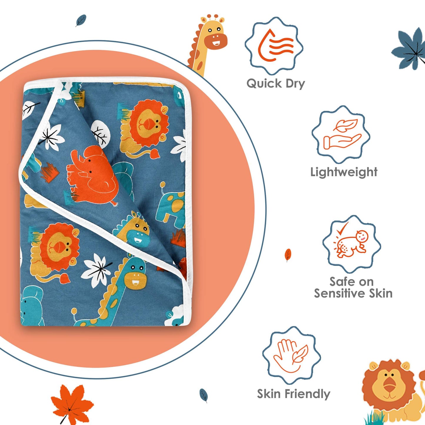 Iris Deep Abstract Kids Single Bed Dohar – 120 GSM Cotton