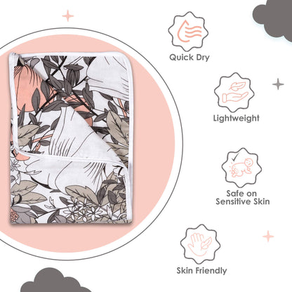 Grey Multicolor 144 TC 100% Cotton Floral Pattern Baby Single Bed AC Blanket Dohar for Kids