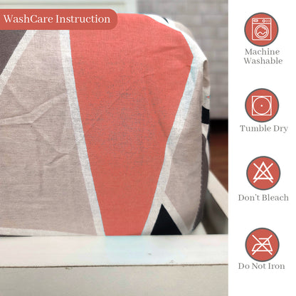 Triangle Red and Grey Print Single Fitted Bedsheet