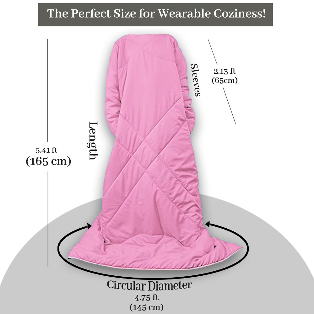 Dark Pink Solid Pattern Reversible Wearable Comforter for Adult