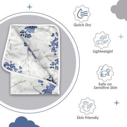 Grey Blue Autumn Tree Leaf Cotton Kids Dohar for 0-3 Years