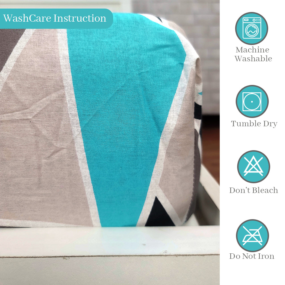 Aqua Grey Triangle Elastic Fitted Bedsheet For Single Bed
