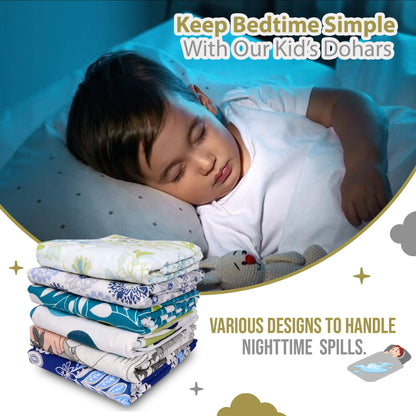 Soybean & White Floral Kids Single Bed Dohar – 120 GSM Microfiber