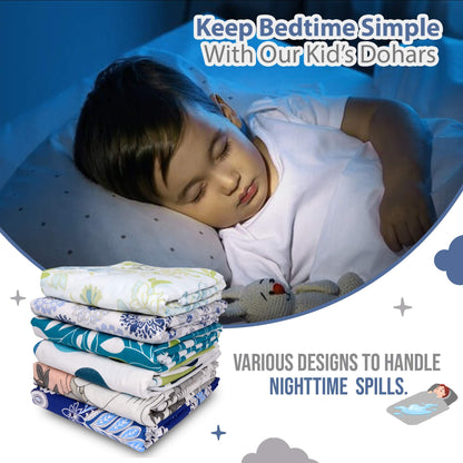 Grey and Blue Cotton 120 GSM Single Bed Kids Dohar for 0-3 Years Soft Cozy For Toddlers, Girls, Boys, and Babies