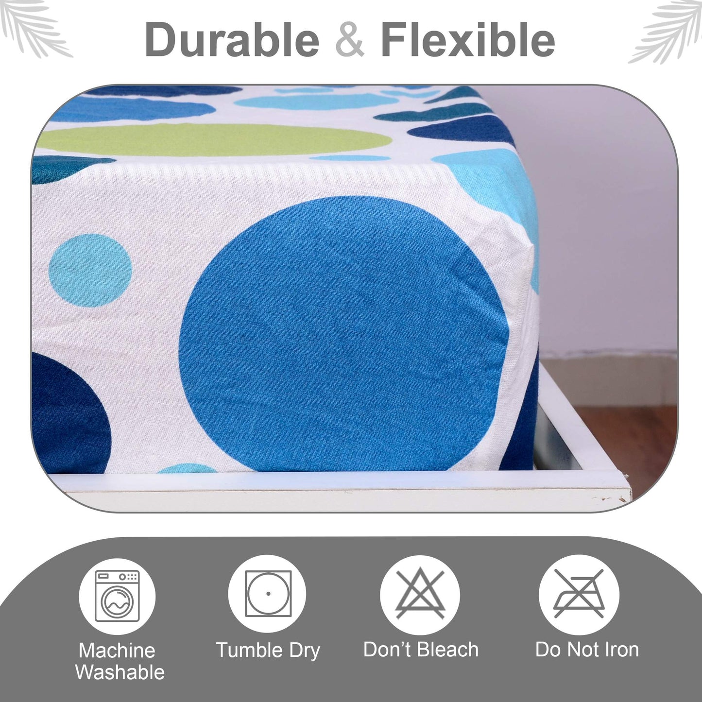 Blue and Yellow Polka Dots Elastic Fitted Combo Bedsheet For Double Bed