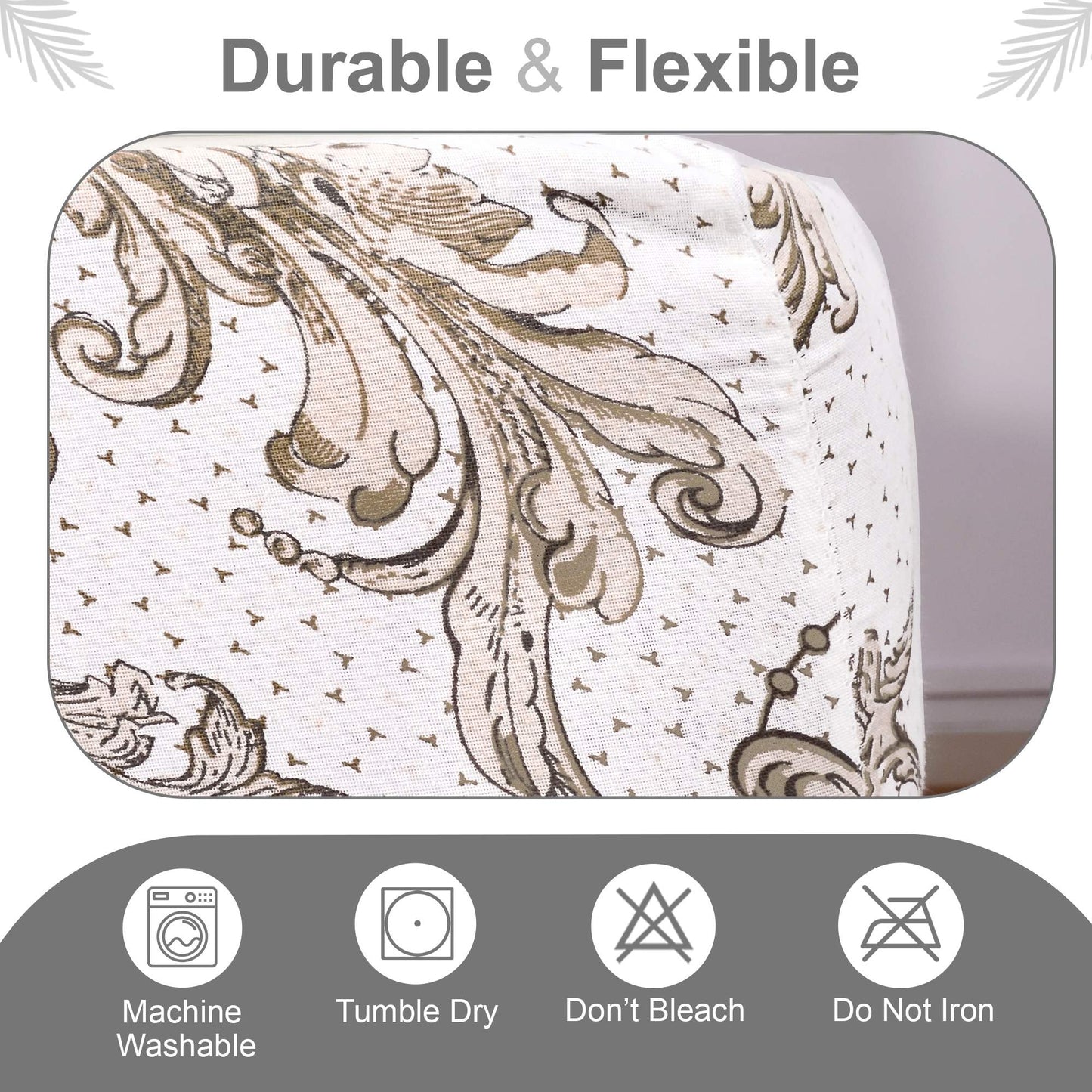 Ethnic Floral And Leaf Pattern Elastic Fitted Double Bedsheet Combo