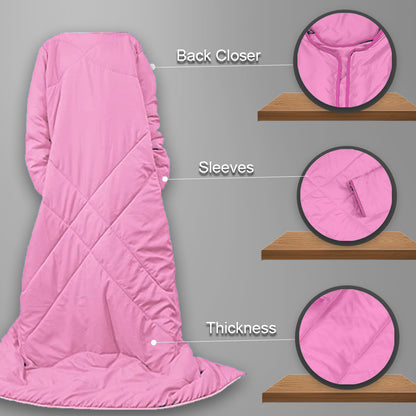 Pacific Blue Solid Pattern Reversible Wearable Comforter for Adult