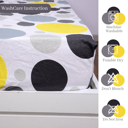 Lemon Verbena Polka Dots Elastic Fitted King Bed Bedsheet