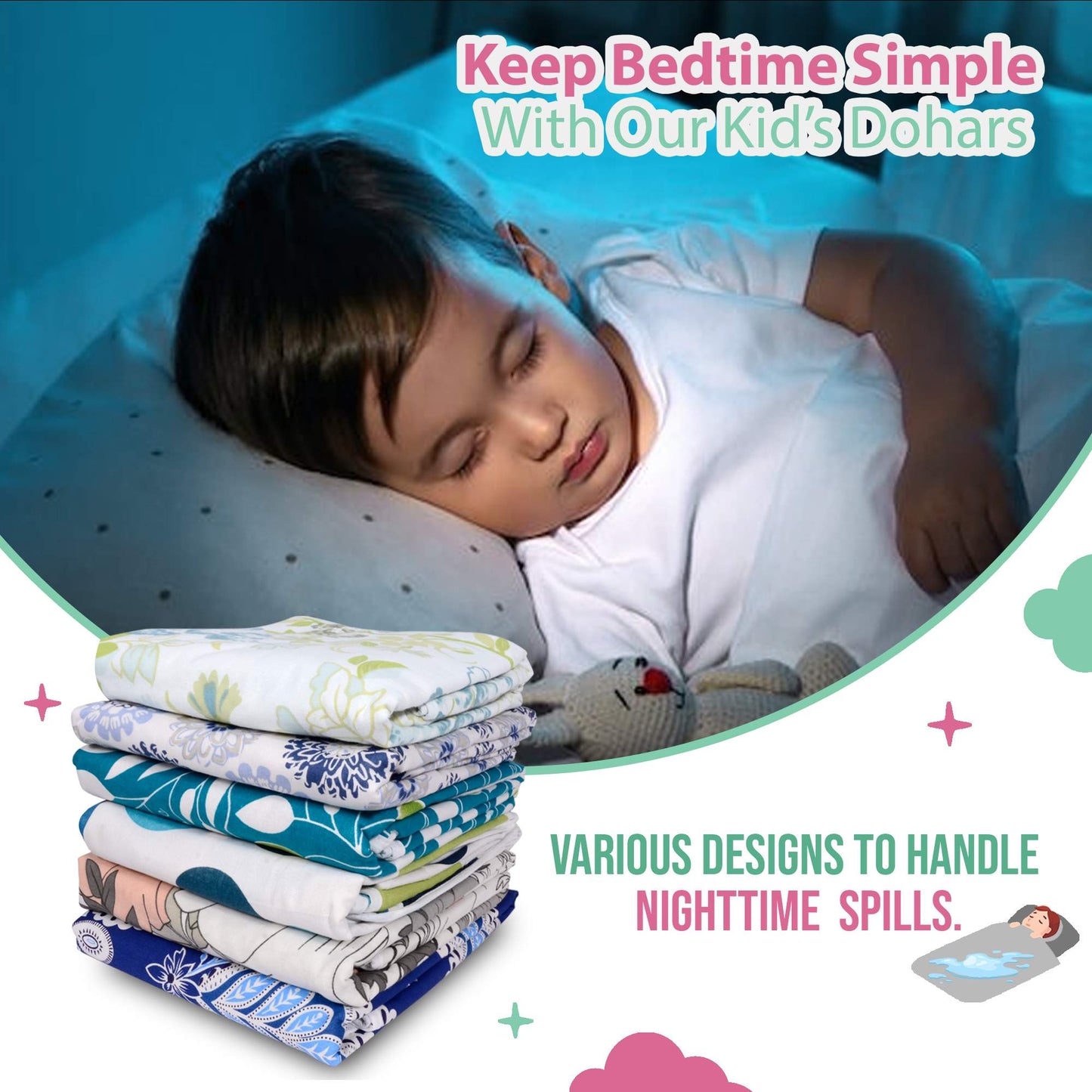 Dandelions Floral Print Pink Cotton 120 GSM Ultra soft Reversible Single Blanket for Babies