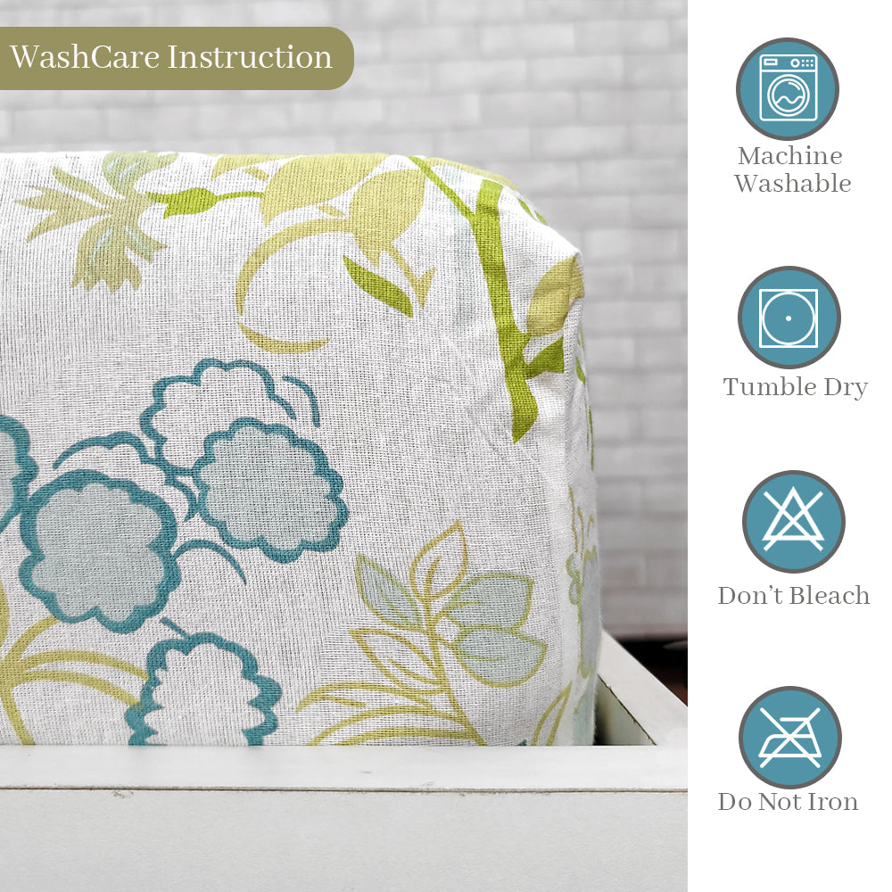 Green Blush Floral Elastic Fitted Double Bed Bedsheet