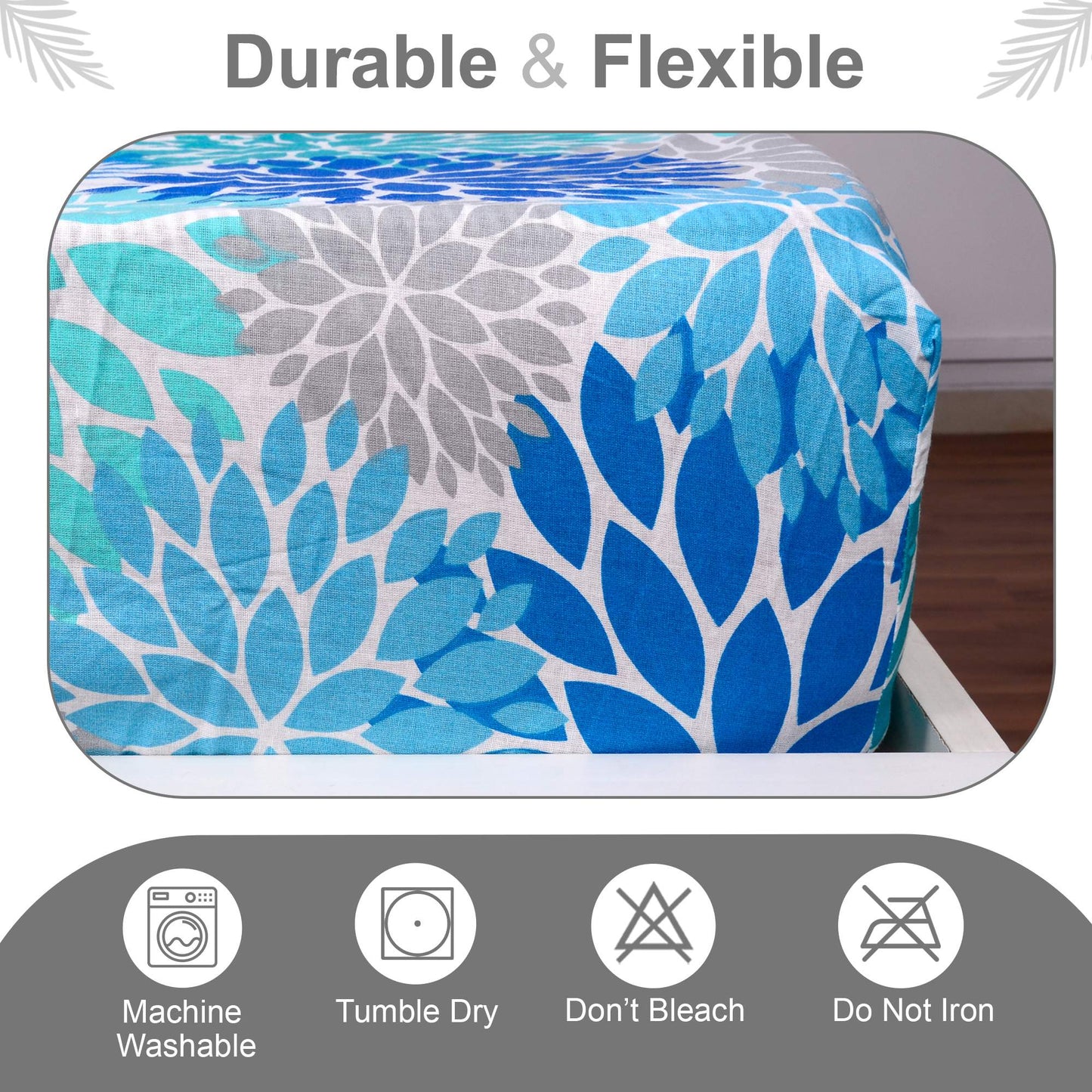Blue and Grey Floral Print Elastic Fitted Combo Bedsheet For Single Bed