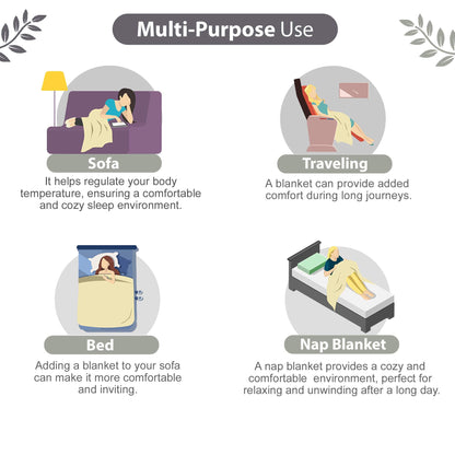 Gray and White 120 GSM Ethnic Print Soft Light-weight3 Layer AC Dohar For Single Bed